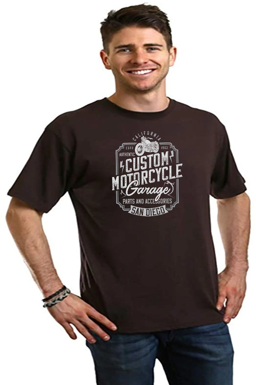 Mototrcycle Garage Men's Bamboo Viscose/Organic Cotton Short Sleeve Graphic T-Shirt - The7Letter