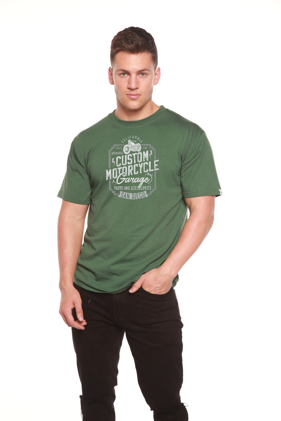 Mototrcycle Garage Men's Bamboo Viscose/Organic Cotton Short Sleeve Graphic T-Shirt - The7Letter