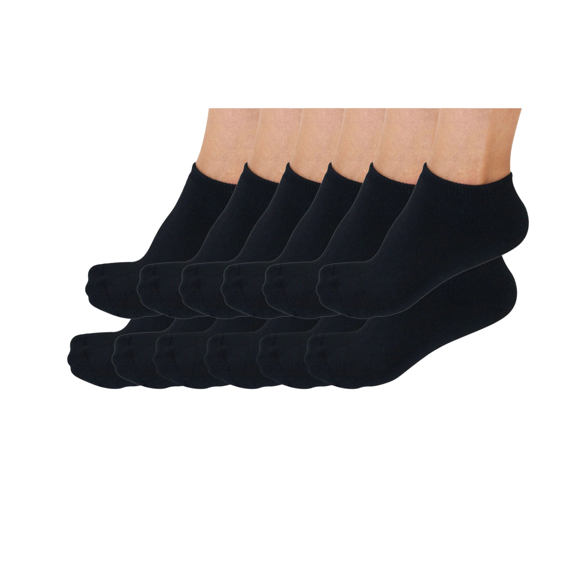 No Look Anklet Bamboo Viscose Socks Unisex Black Color - 12-pack - The7Letter