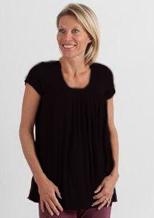 Clearance Women's Bamboo Viscose Pleated Lounge Top Black - The7Letter