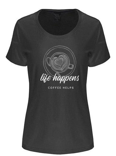 Life Happens Printed Women's Bamboo/Cotton Short Sleeve Scoop Neck T-Shirt - The7Letter
