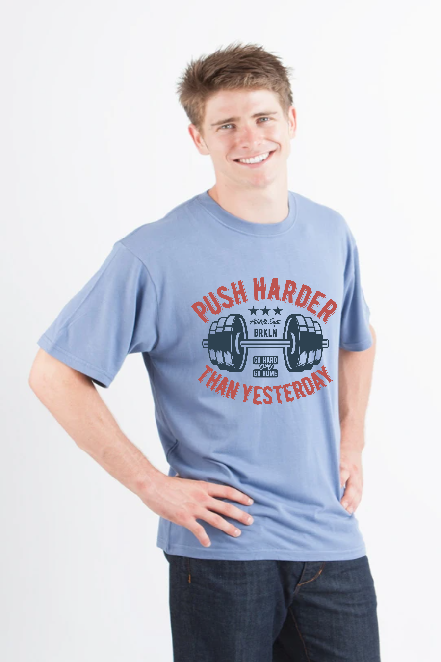 Push Harder Men's Bamboo Viscose/Organic Cotton Short Sleeve Graphic T-Shirt - The7Letter