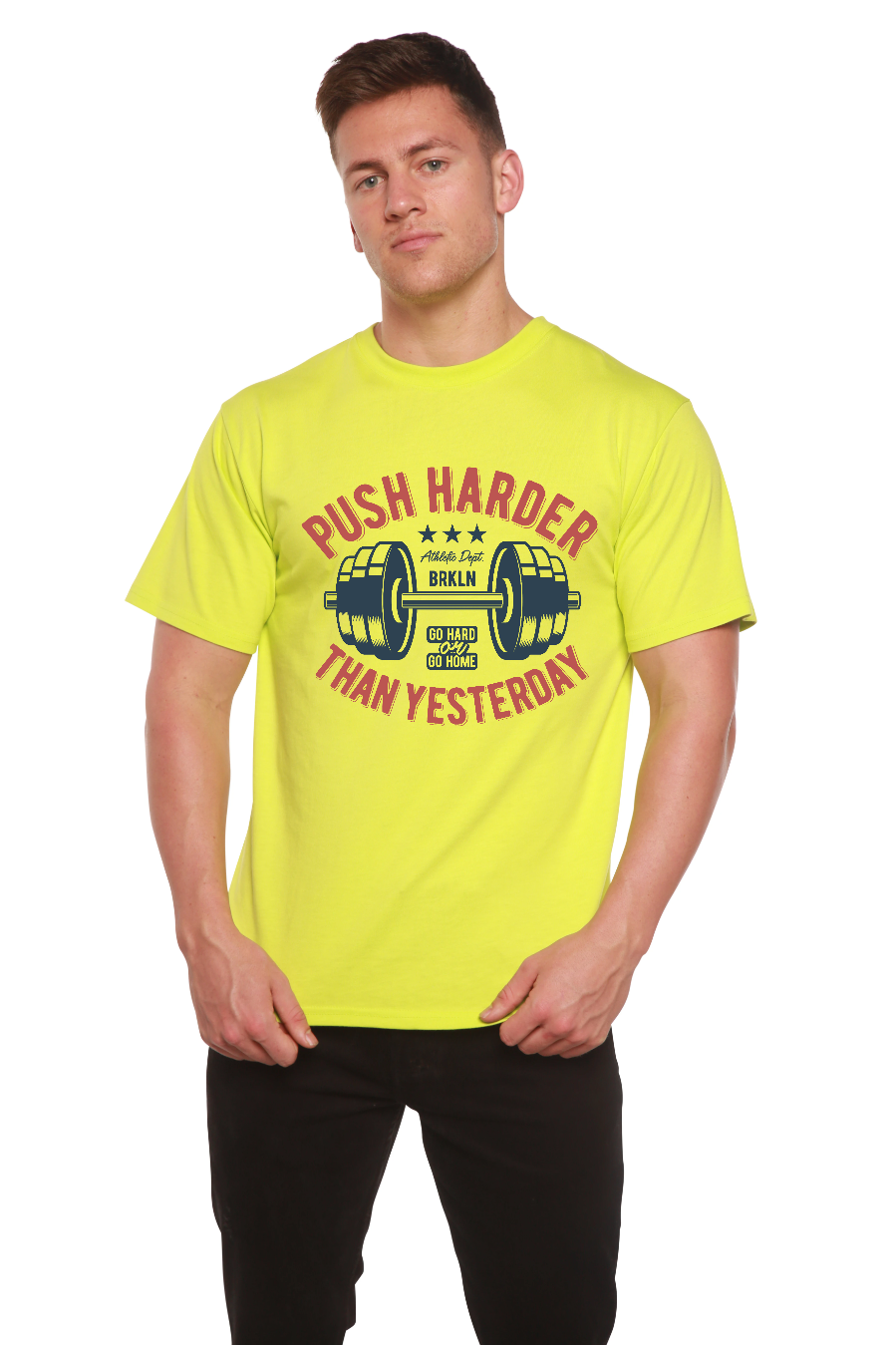 Push Harder Men's Bamboo Viscose/Organic Cotton Short Sleeve Graphic T-Shirt - The7Letter