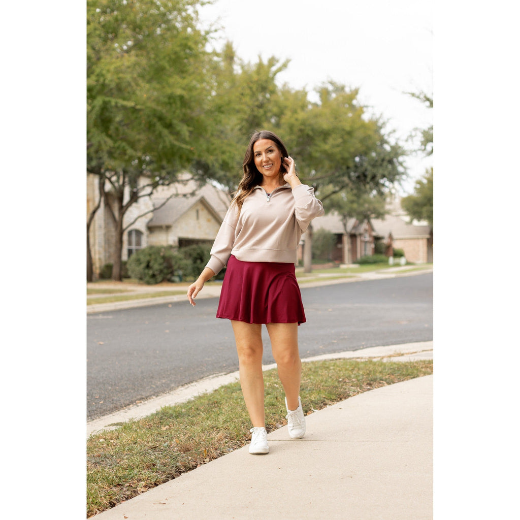 Rosie - Jupette-short rouge foncé