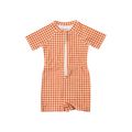 Short Sleeve Rashguard Swimsuit | UPF + Recycled - Sienna Gingham - The7Letter