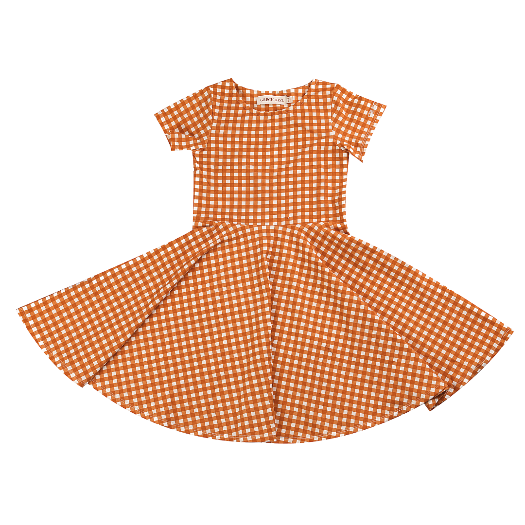 Sweetheart Twirl Dress | Organic Cotton Jersey - Sienna Gingham | GCO2260 - The7Letter