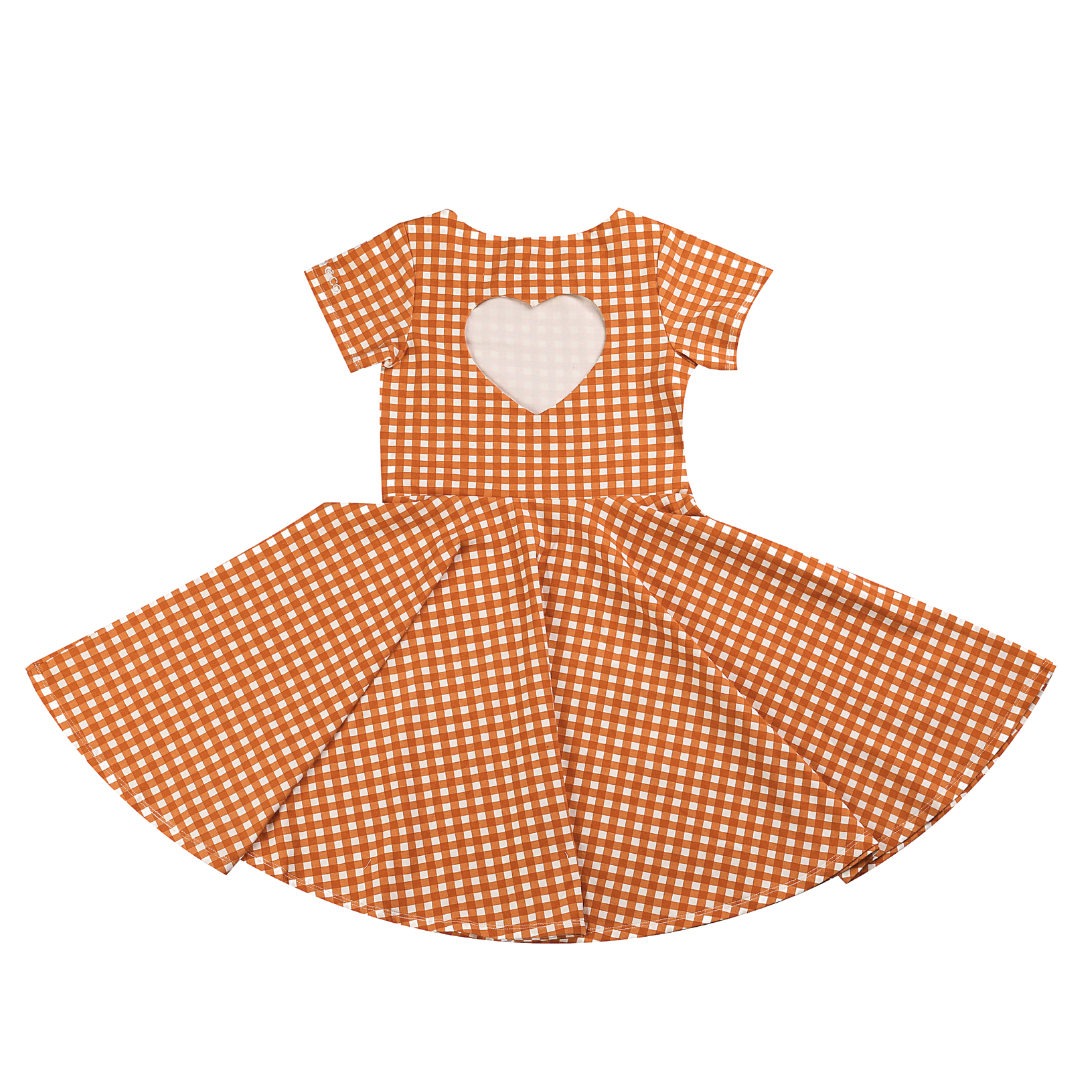 Sweetheart Twirl Dress | Organic Cotton Jersey - Sienna Gingham | GCO2260 - The7Letter