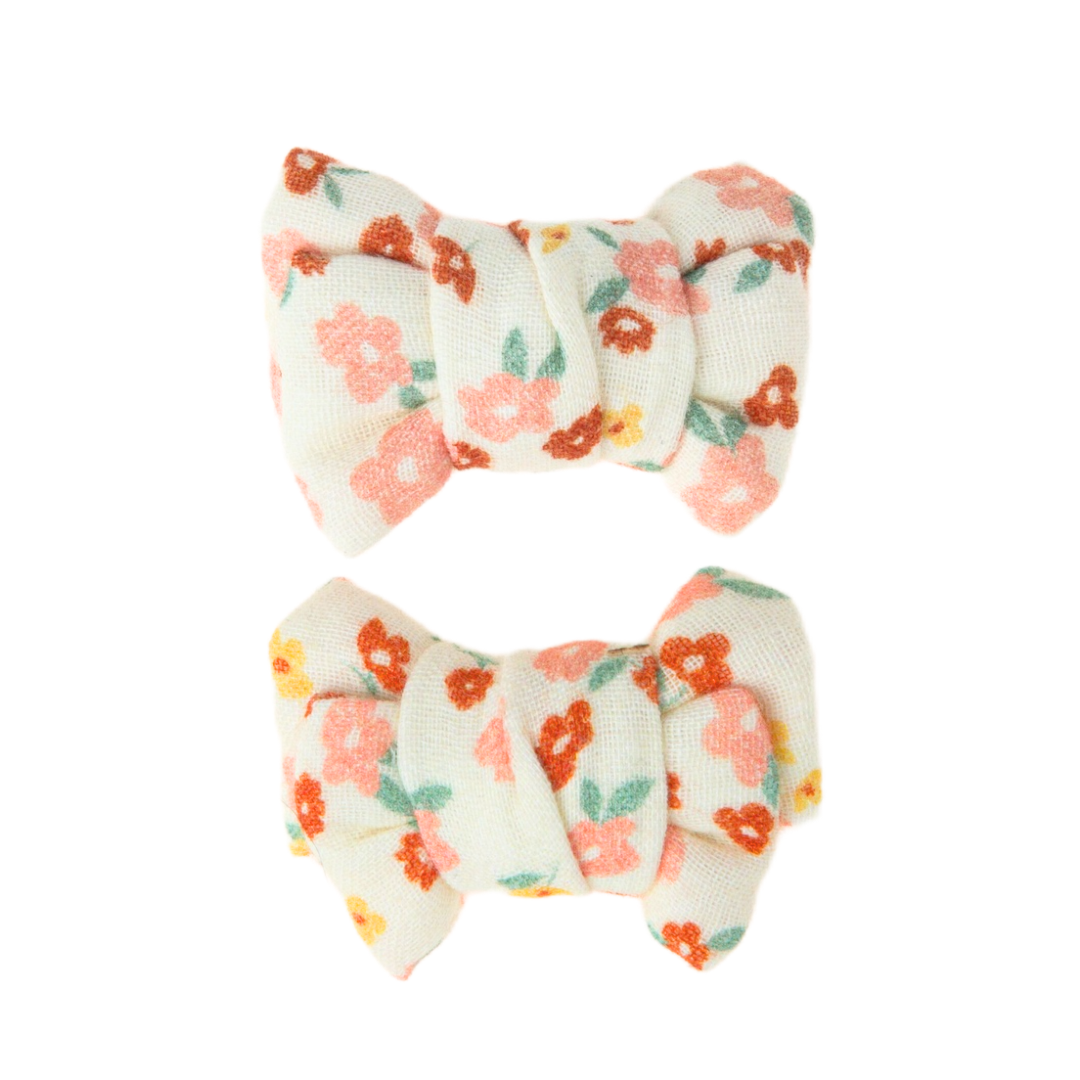 Pigtail Bow Hair Clips Set of 2 | Organic | Sunset Meadow - The7Letter