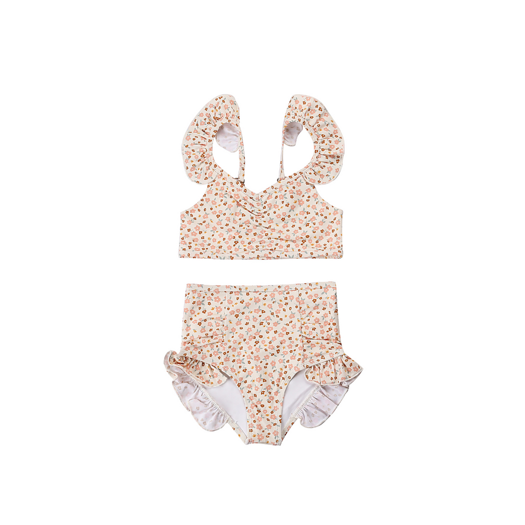 Ruffle 2 Piece Bikini | UPF + Recycled - Sunset Meadow - The7Letter