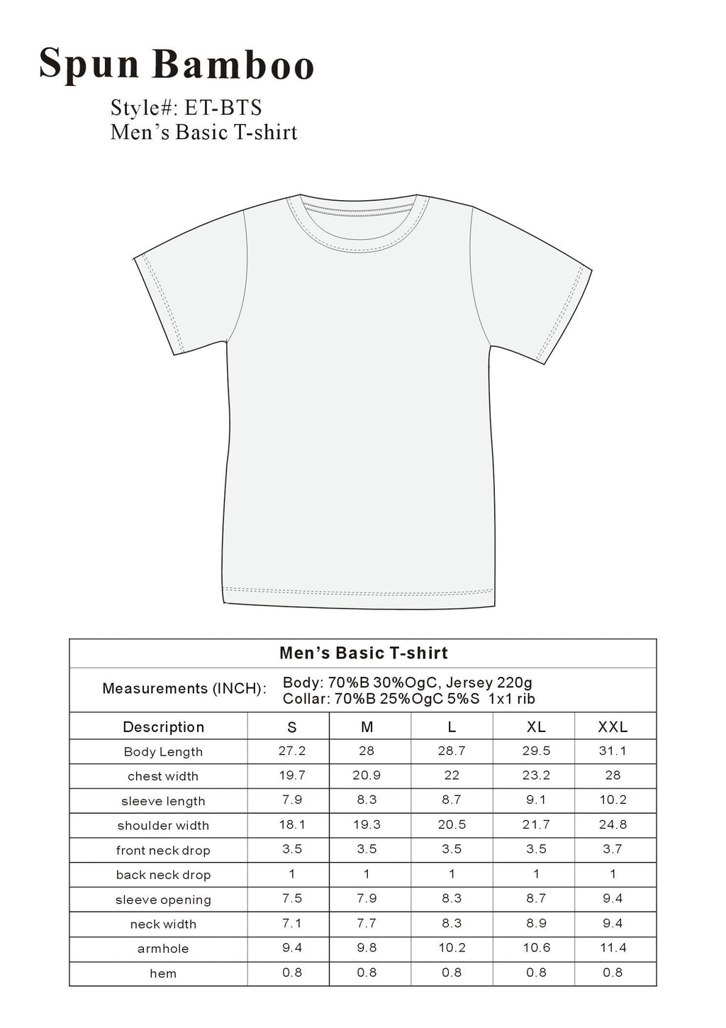 Clearance Men's Bamboo Short Sleeve T-Shirt - Classic Cut - The7Letter