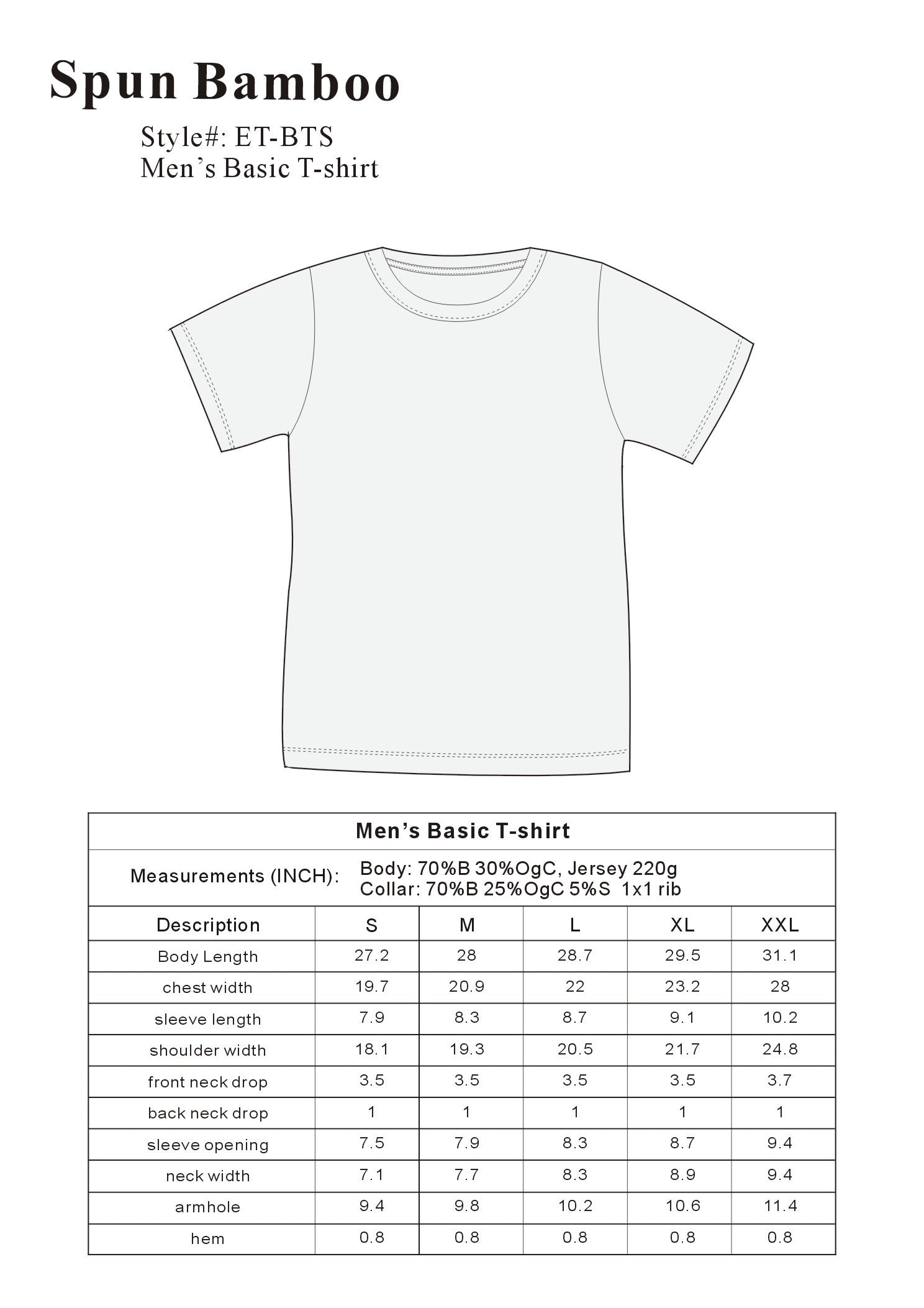 Clearance Men's Bamboo Short Sleeve T-Shirt - Classic Cut - The7Letter