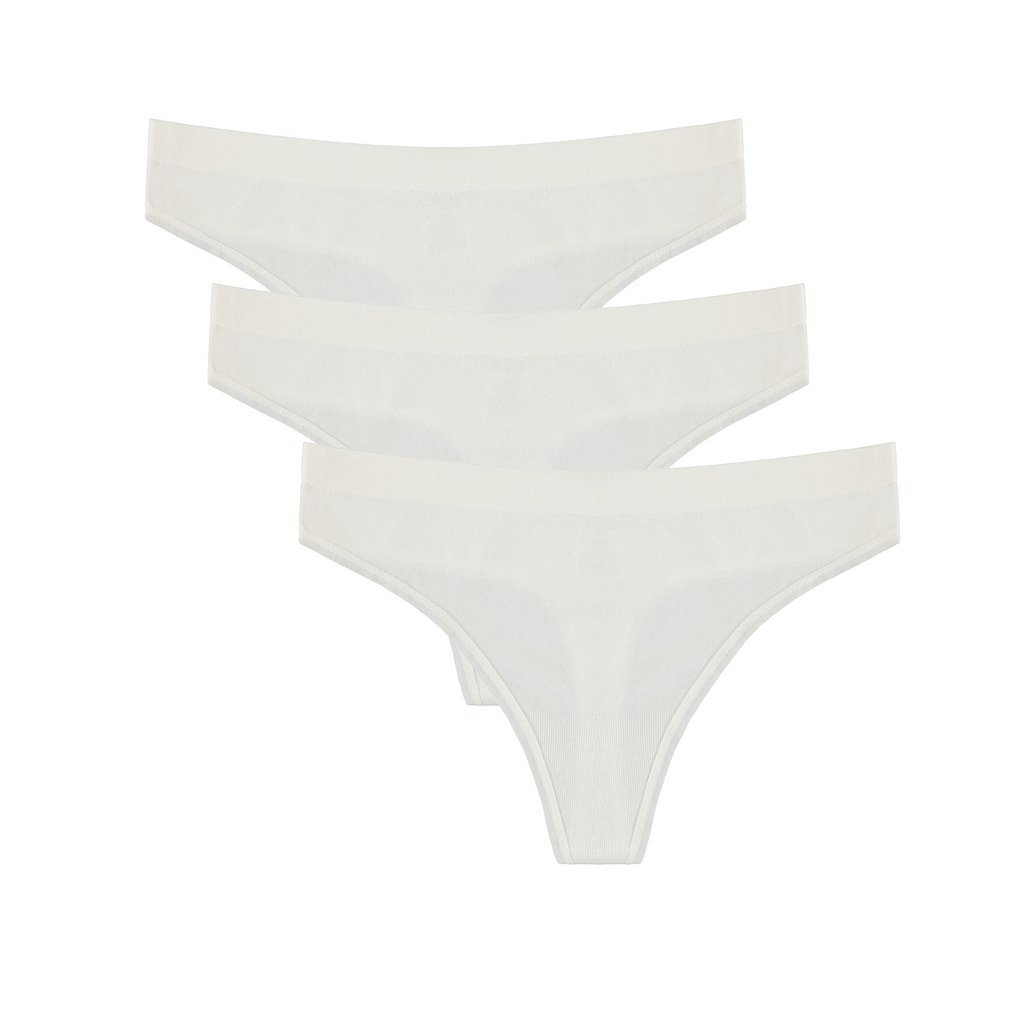 Women's Bamboo/Cotton Thong Style Underwear Natural Color - 3-pack - The7Letter