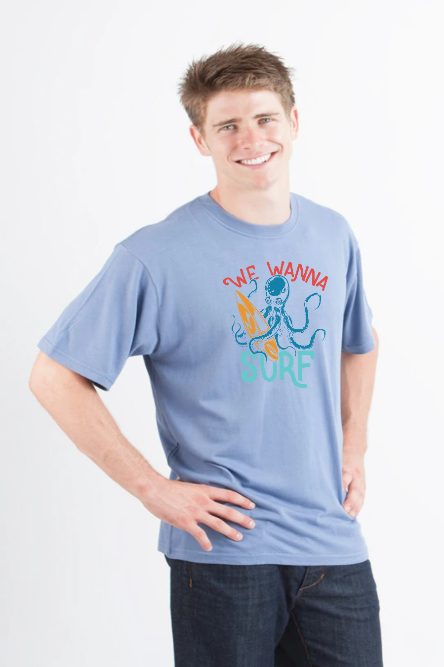 We Wanna Surf Men's Bamboo Viscose/Organic Cotton Short Sleeve Graphic T-Shirt - The7Letter