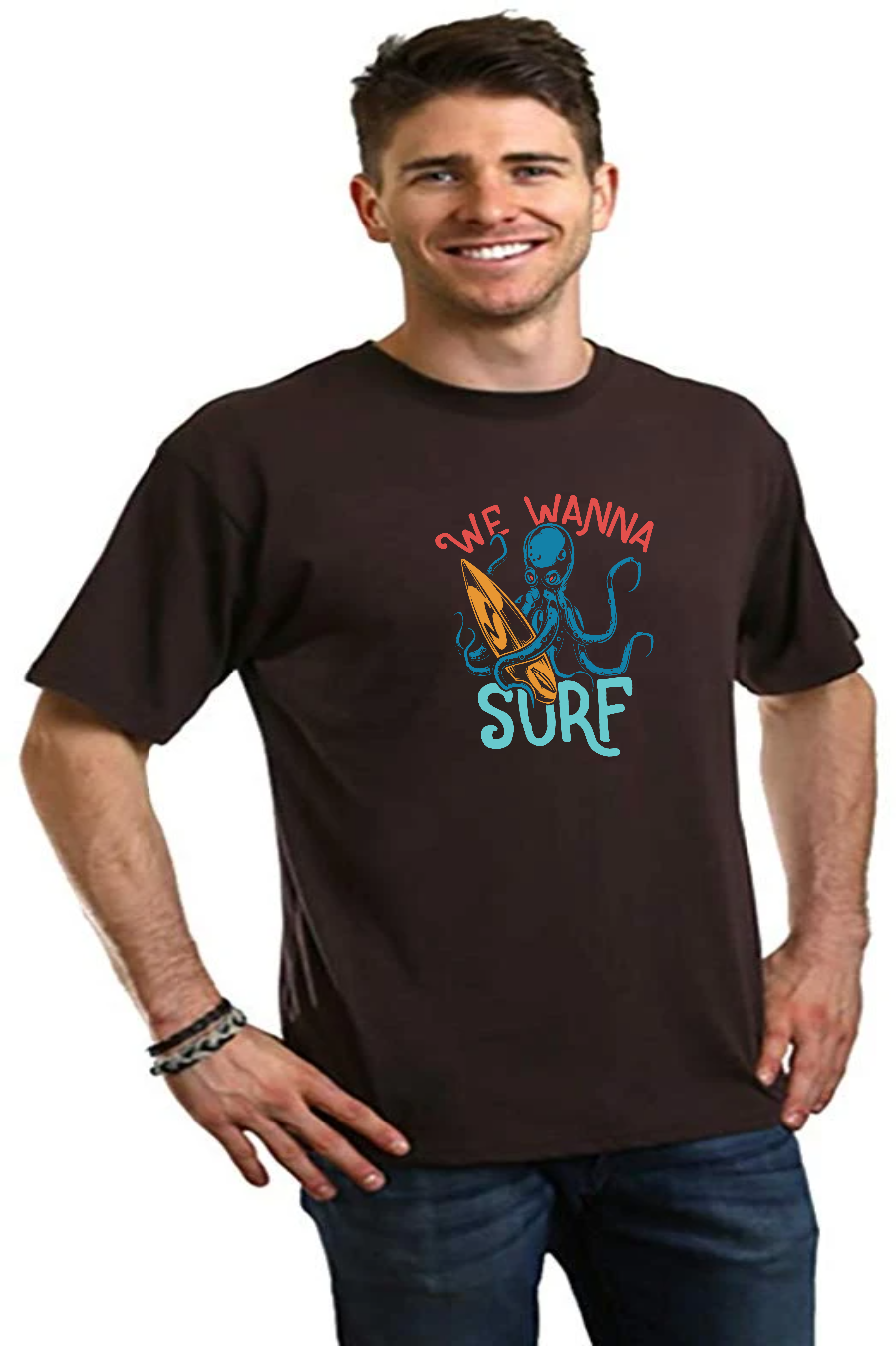 We Wanna Surf Men's Bamboo Viscose/Organic Cotton Short Sleeve Graphic T-Shirt - The7Letter