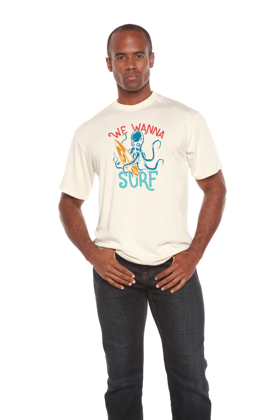We Wanna Surf Men's Bamboo Viscose/Organic Cotton Short Sleeve Graphic T-Shirt - The7Letter