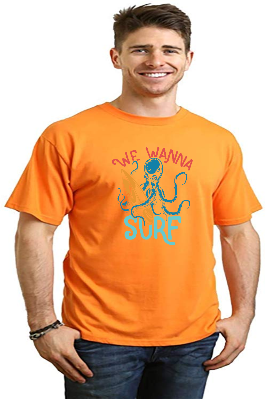 We Wanna Surf Men's Bamboo Viscose/Organic Cotton Short Sleeve Graphic T-Shirt - The7Letter