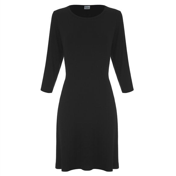 Women's A-Line Bamboo Viscose Dress in Black - The7Letter