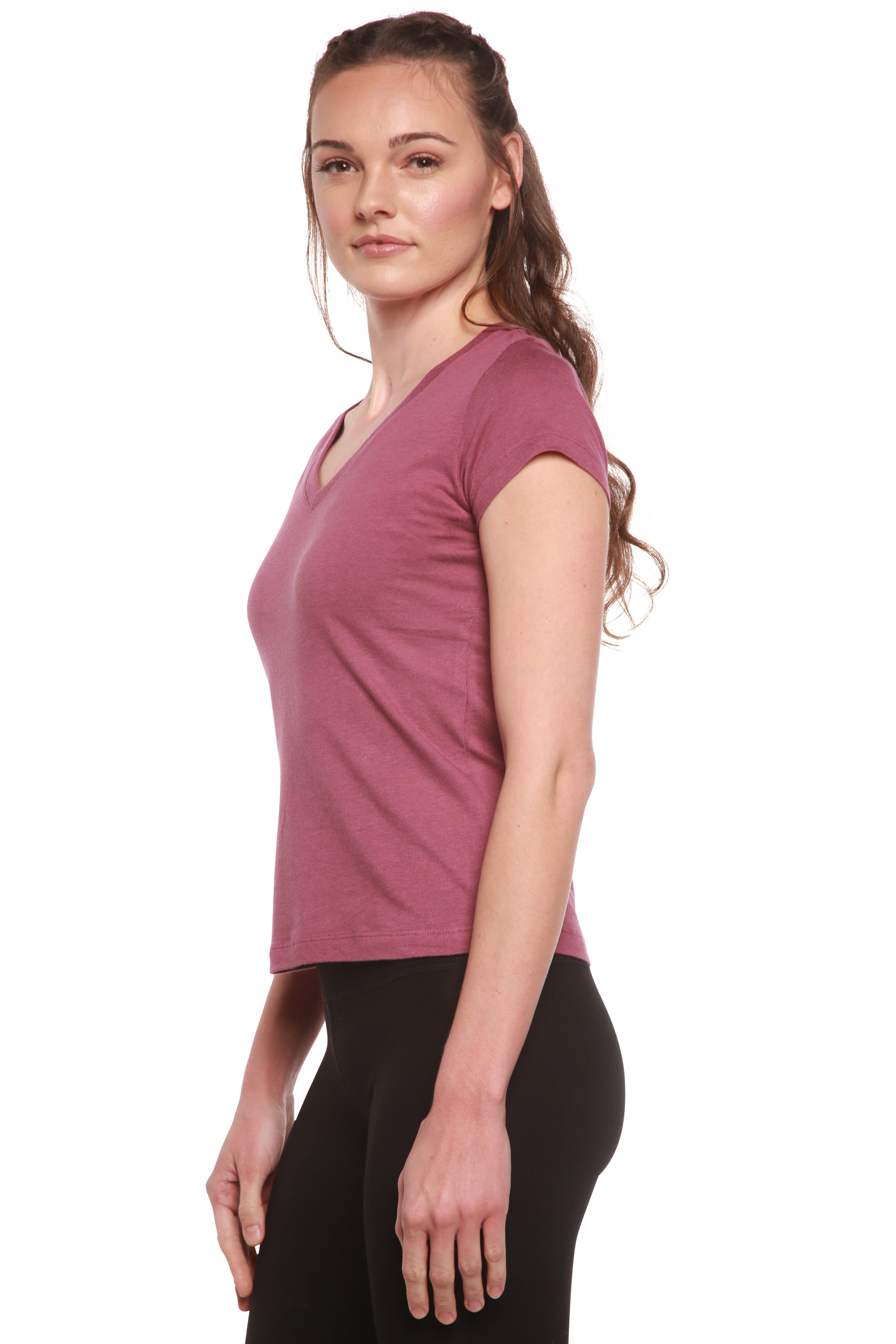 Women's Bamboo Viscose/Cotton V-Neck Cap Sleeve T-Shirt - The7Letter