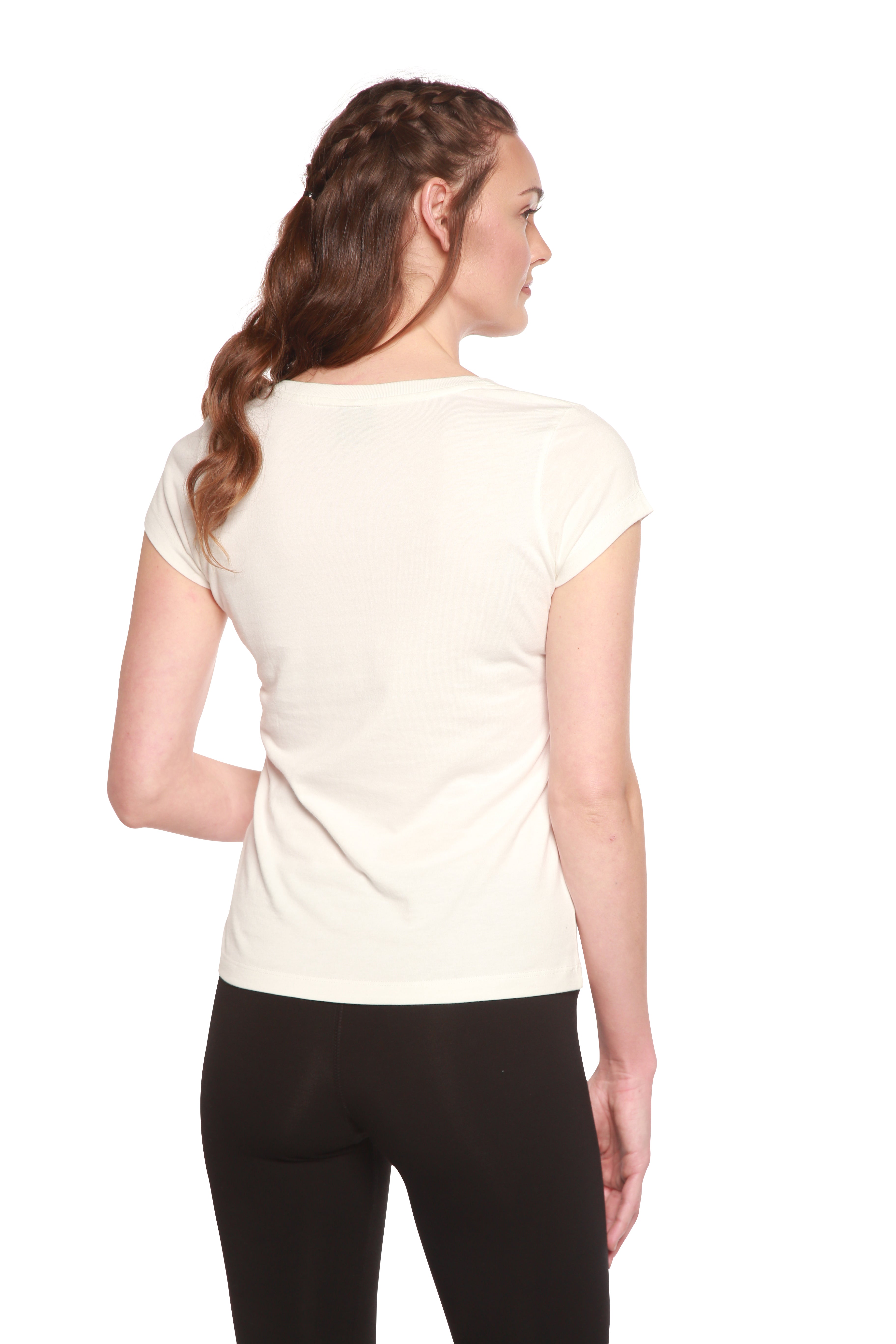 Women's Bamboo Viscose/Cotton V-Neck Cap Sleeve T-Shirt - The7Letter