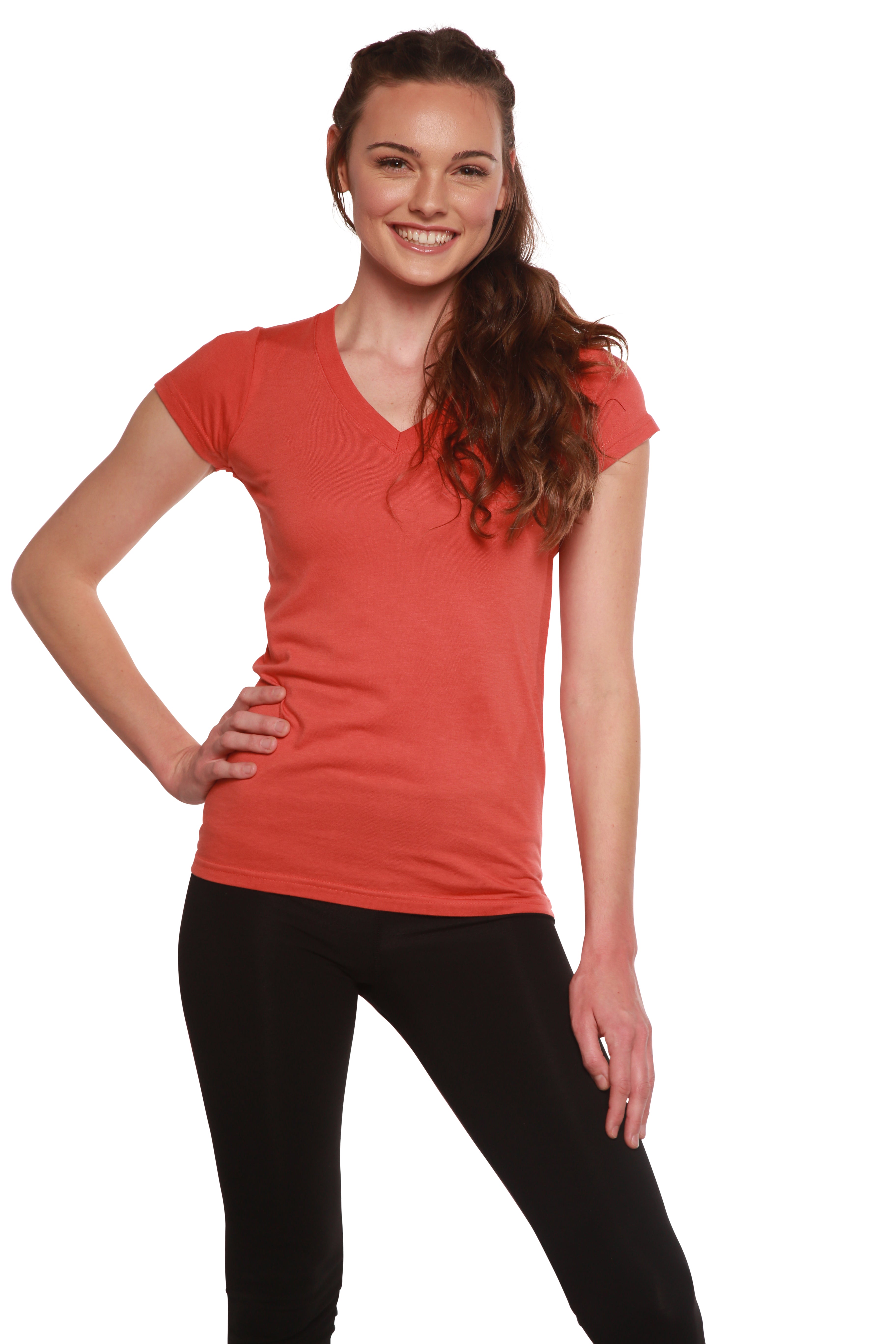Women's Bamboo Viscose/Cotton V-Neck Cap Sleeve T-Shirt - The7Letter