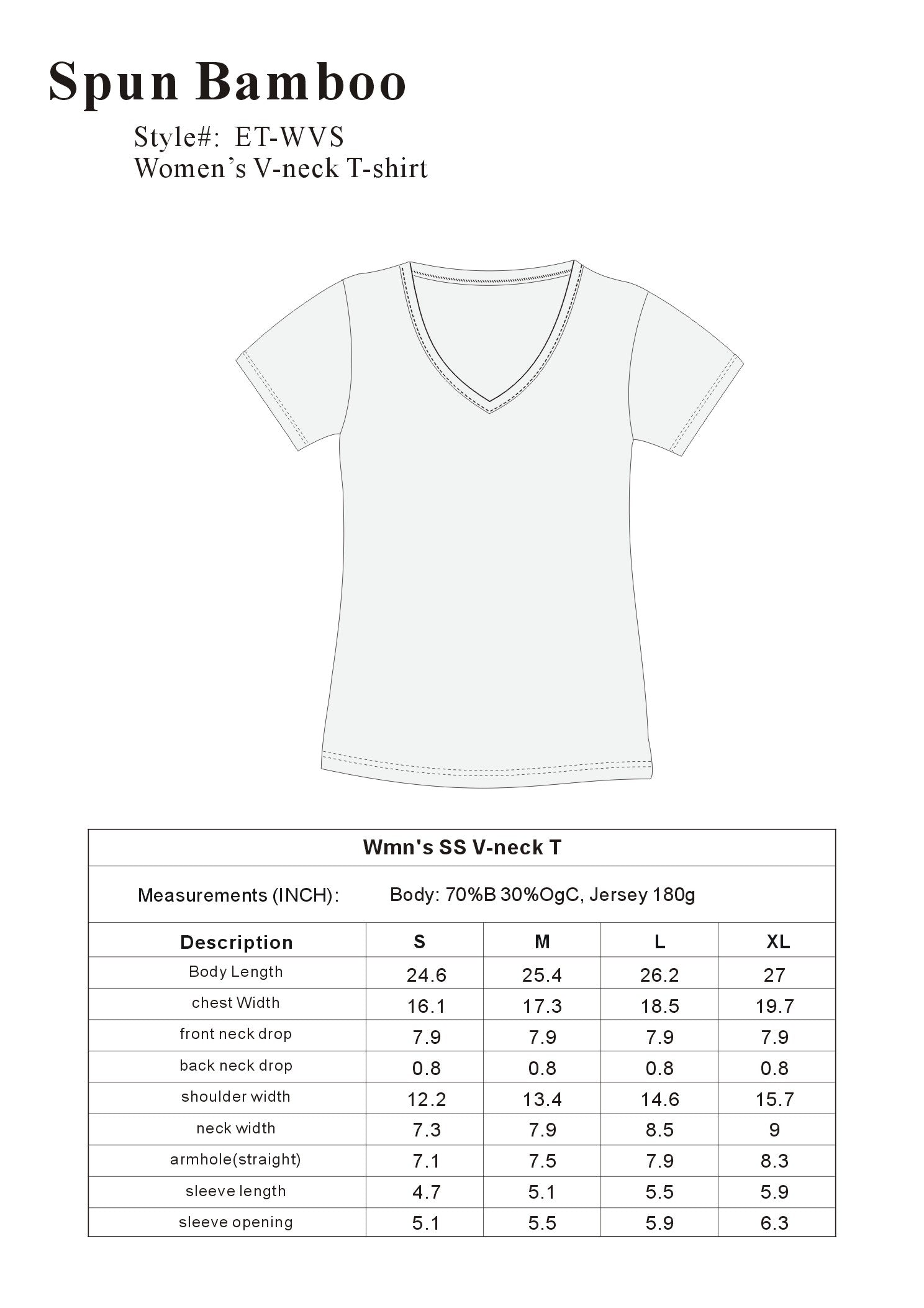 Women's Bamboo Viscose/Cotton V-Neck Cap Sleeve T-Shirt - The7Letter