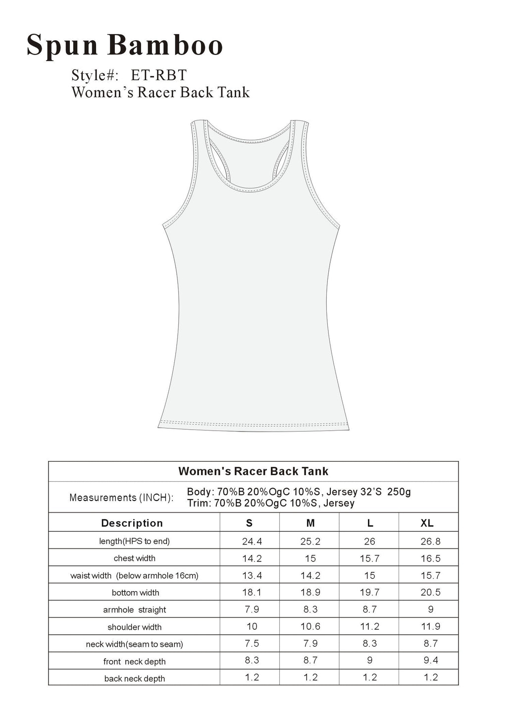 Clearance Women's Bamboo/Cotton Racer Back Tank Top - The7Letter