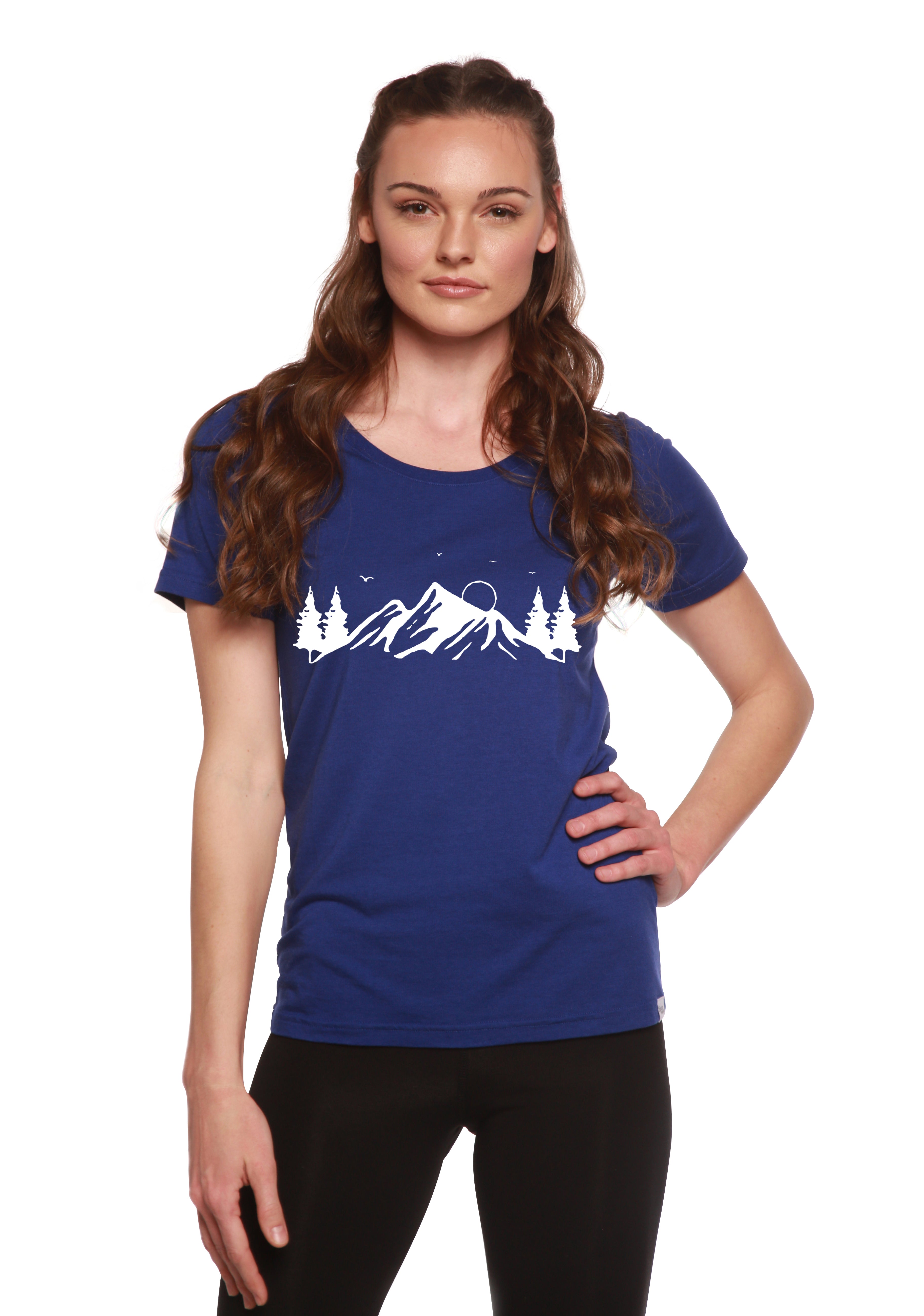Women's Bamboo/Cotton Short Sleeve Scoop Neck T-Shirt with Print Mauna Kea - The7Letter