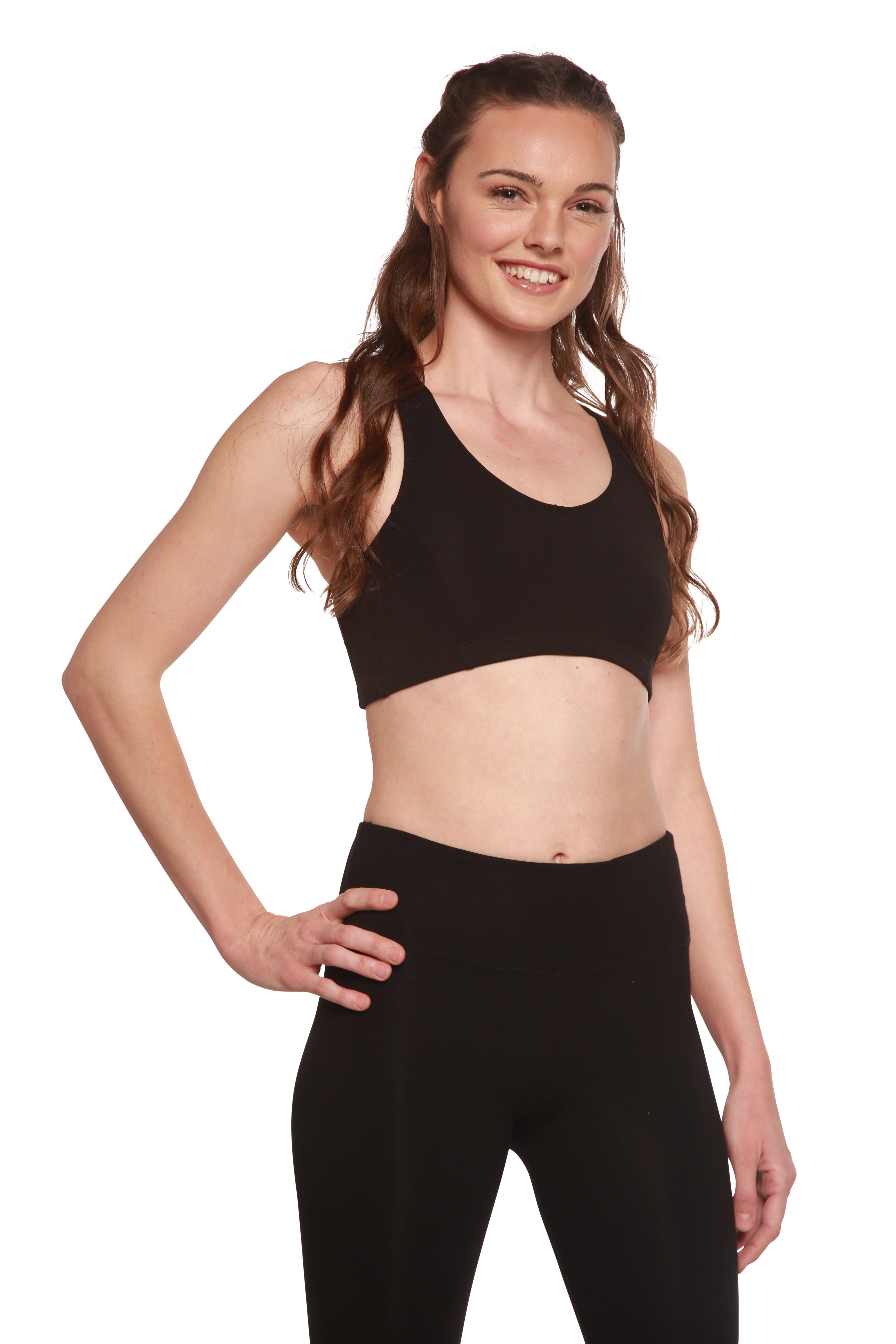 New Women's Bamboo Padded Sports Bra in Black - The7Letter