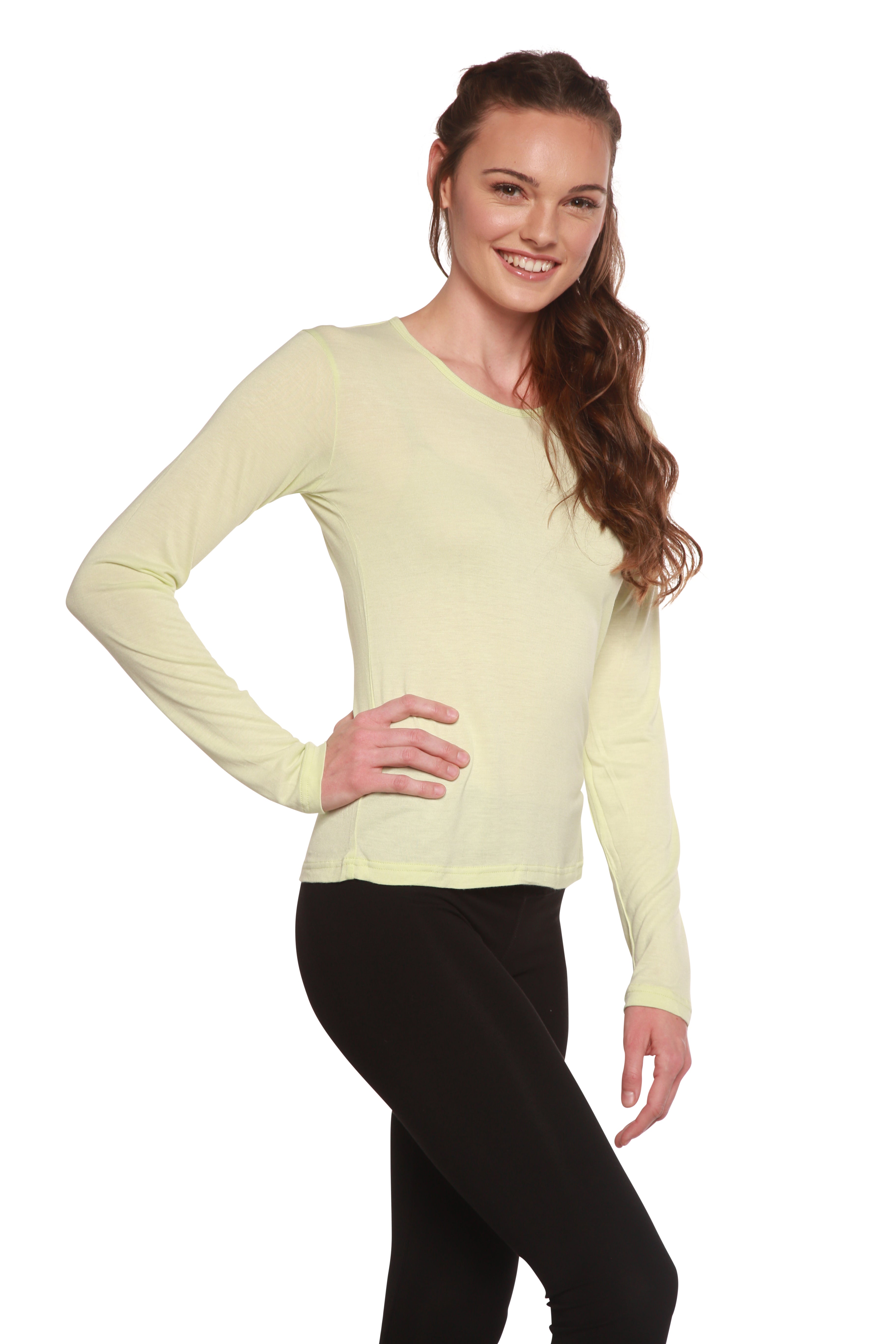 Clearance Women's Scoop Neck 100% Bamboo Viscose Long Sleeve Shirt - The7Letter