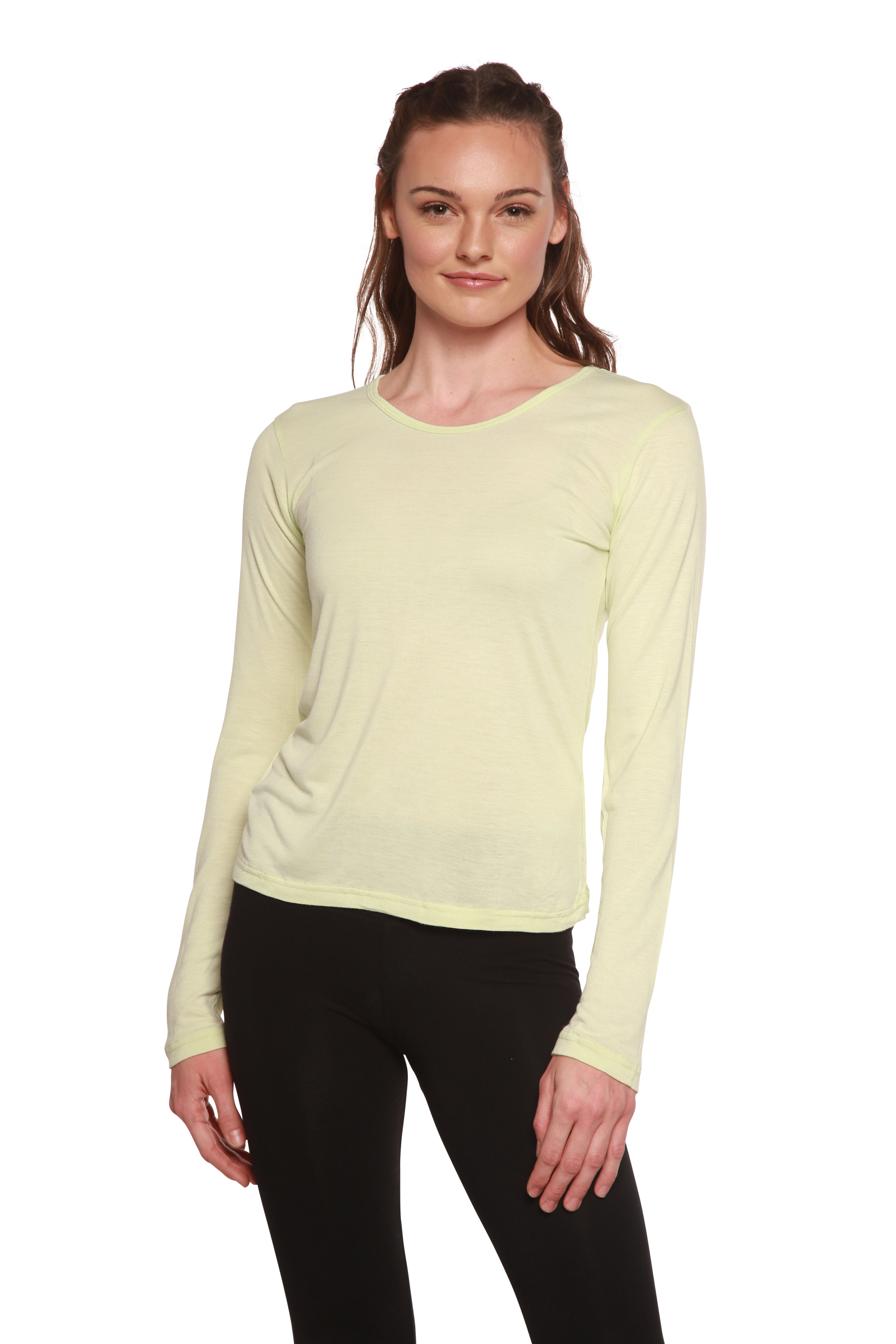 Clearance Women's Scoop Neck 100% Bamboo Viscose Long Sleeve Shirt - The7Letter
