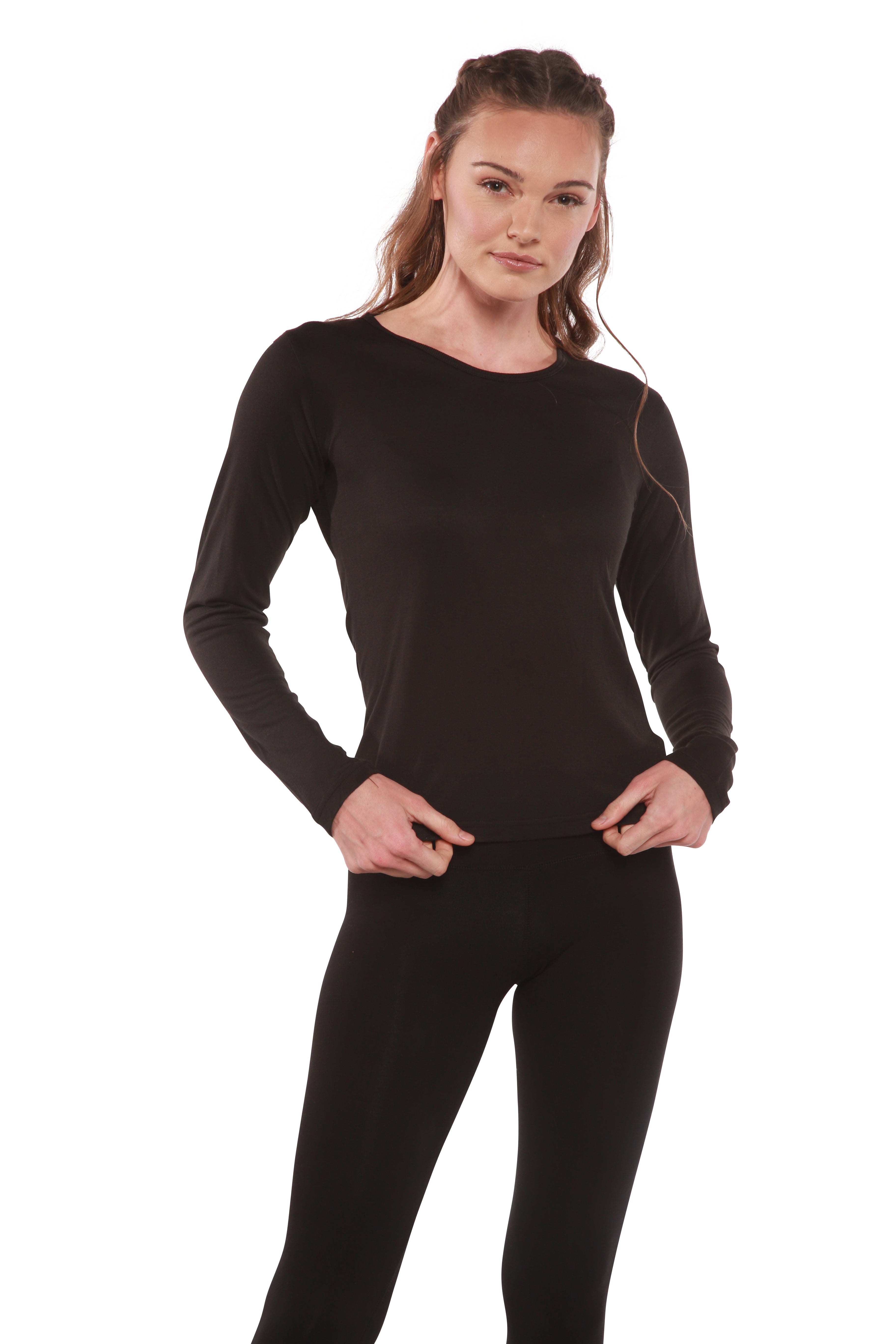Clearance Women's Scoop Neck 100% Bamboo Viscose Long Sleeve Shirt - The7Letter