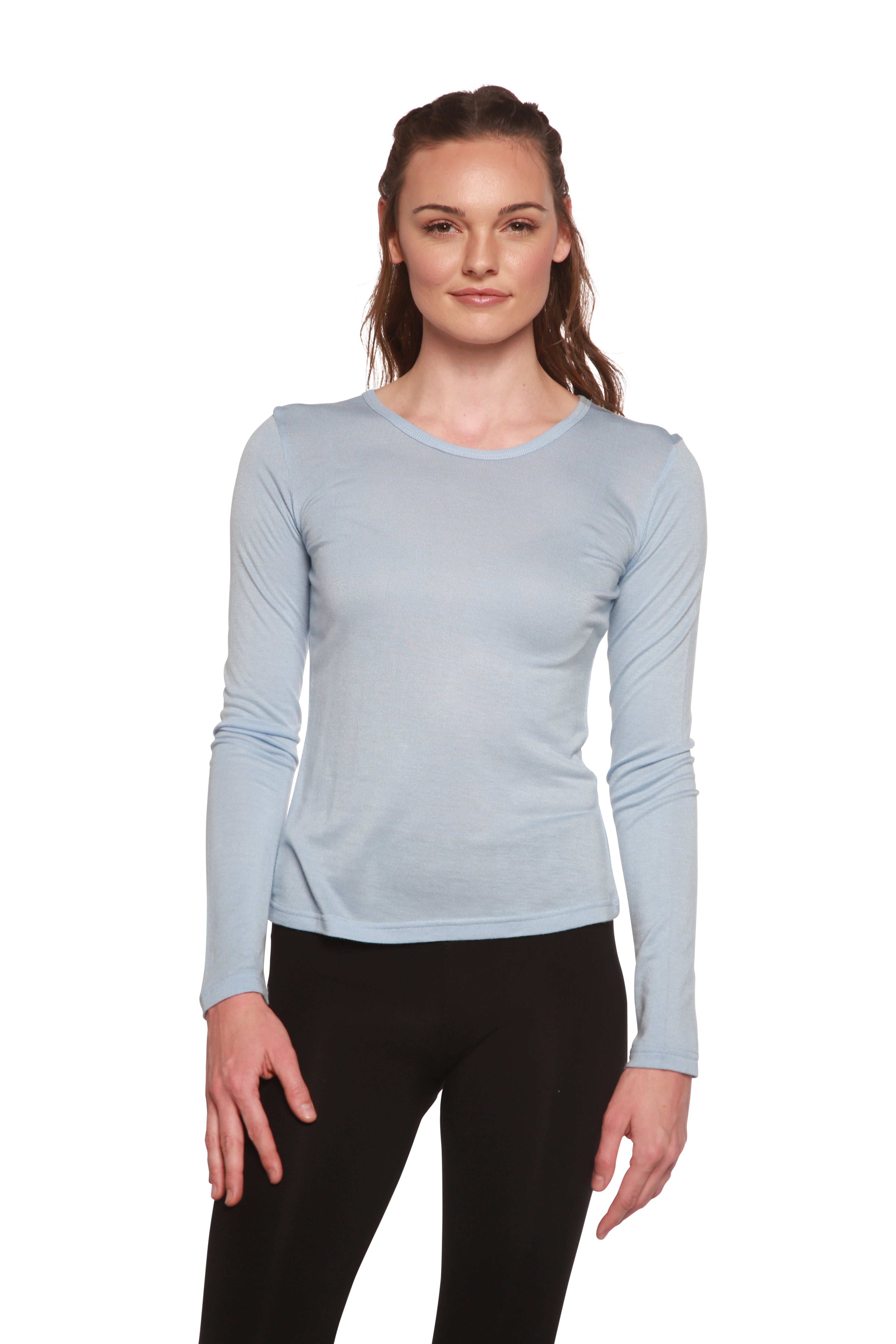 Clearance Women's Scoop Neck 100% Bamboo Viscose Long Sleeve Shirt - The7Letter